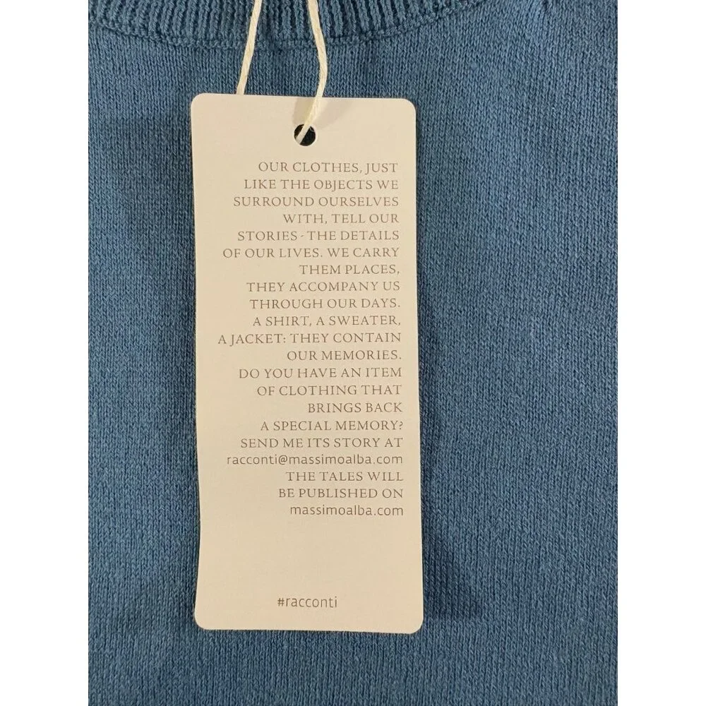Massimo Alba Cotton cashmere jersey t-shirt sz M color blue rain NWT $490 ItalY - Picture 4 of 9